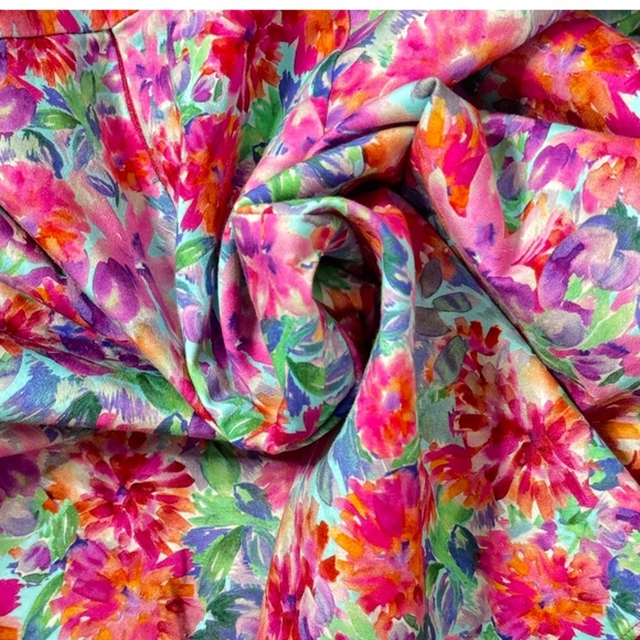 Amanda Uprichard Mini Dress One Shoulder Floral Watercolor Cotton Size Large - Picture 14 of 16